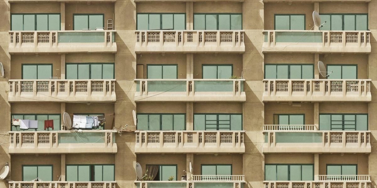 High-rise apartment balcony overlooking the city