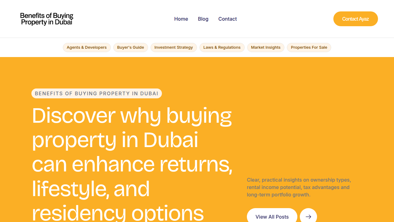 Screenshot of a blog post offering advice on selecting a reliable real estate company in Dubai.