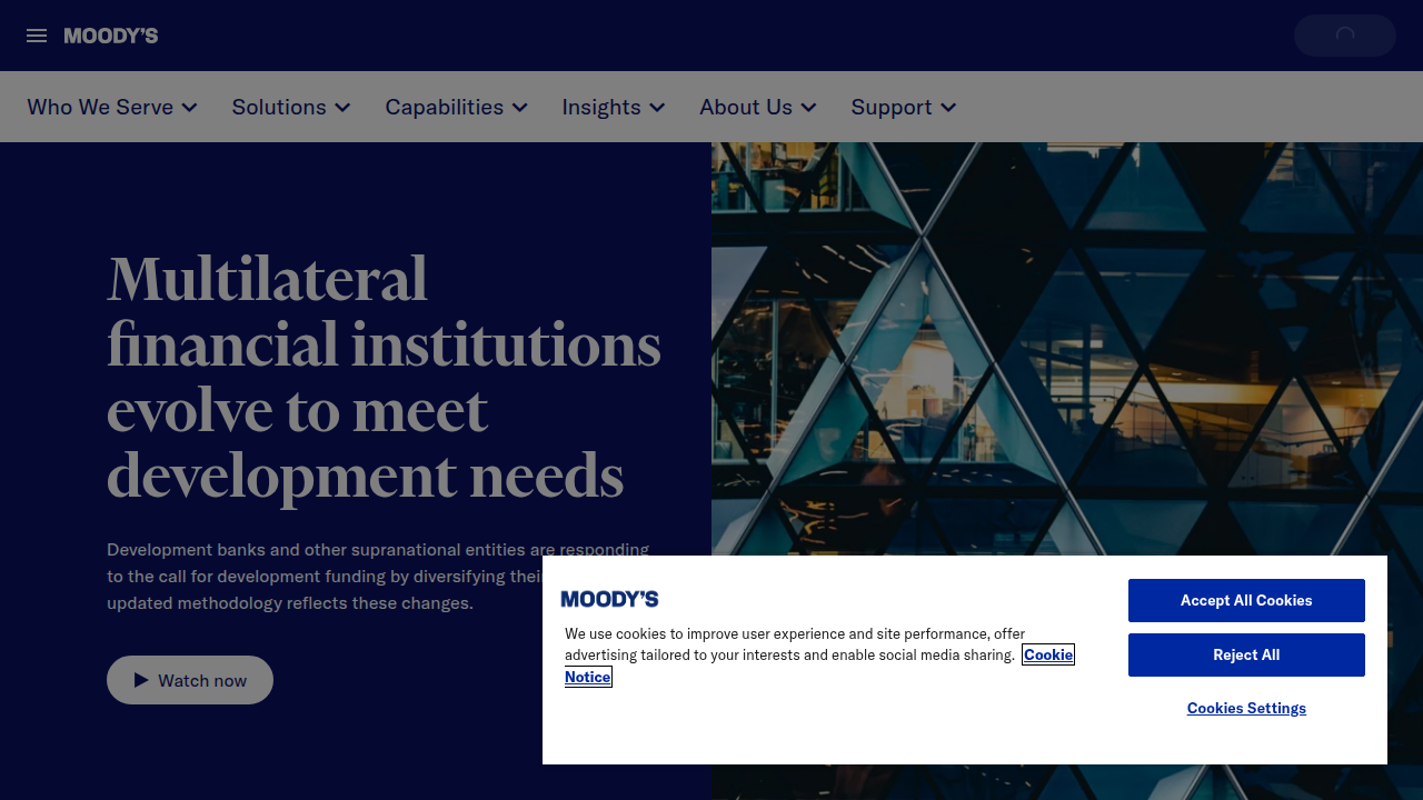 Moody's website, a global integrated risk assessment firm providing economic research and credit ratings relevant to property markets.