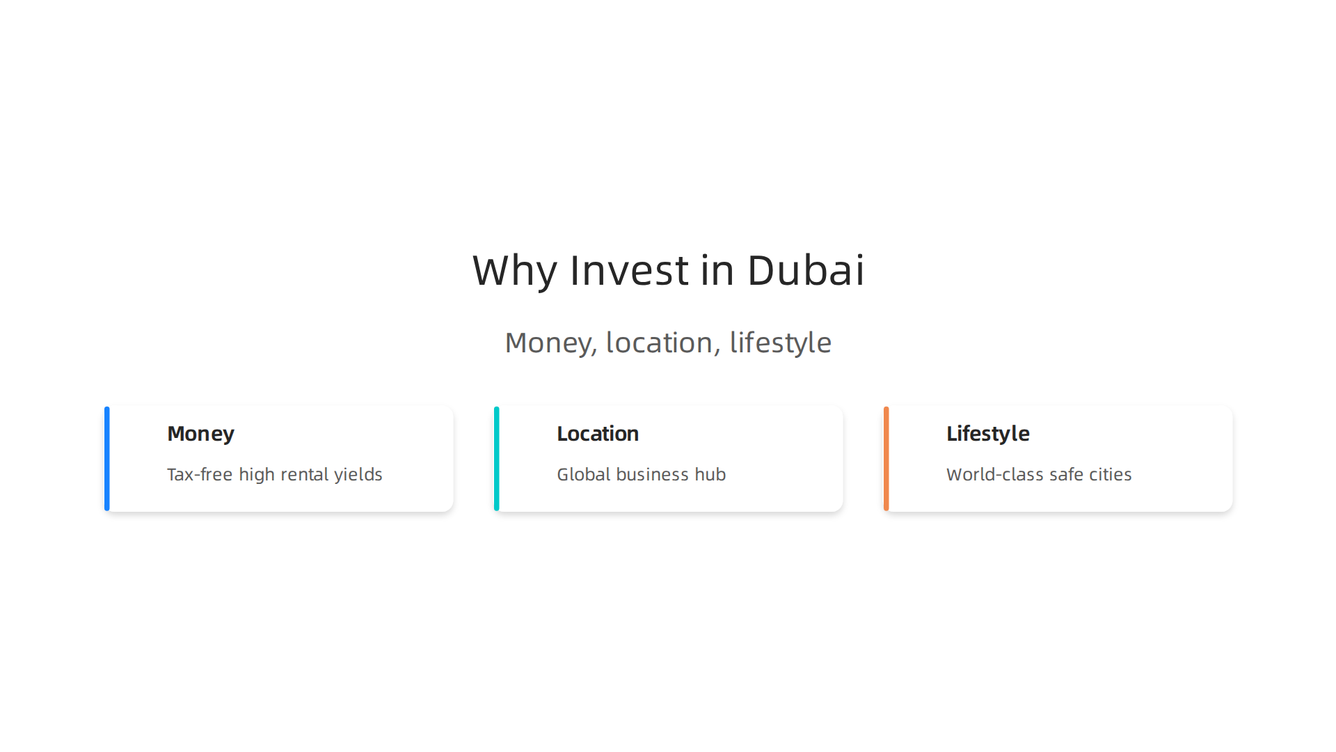 Three strategic appeals make Dubai a prime location for global property buyers.