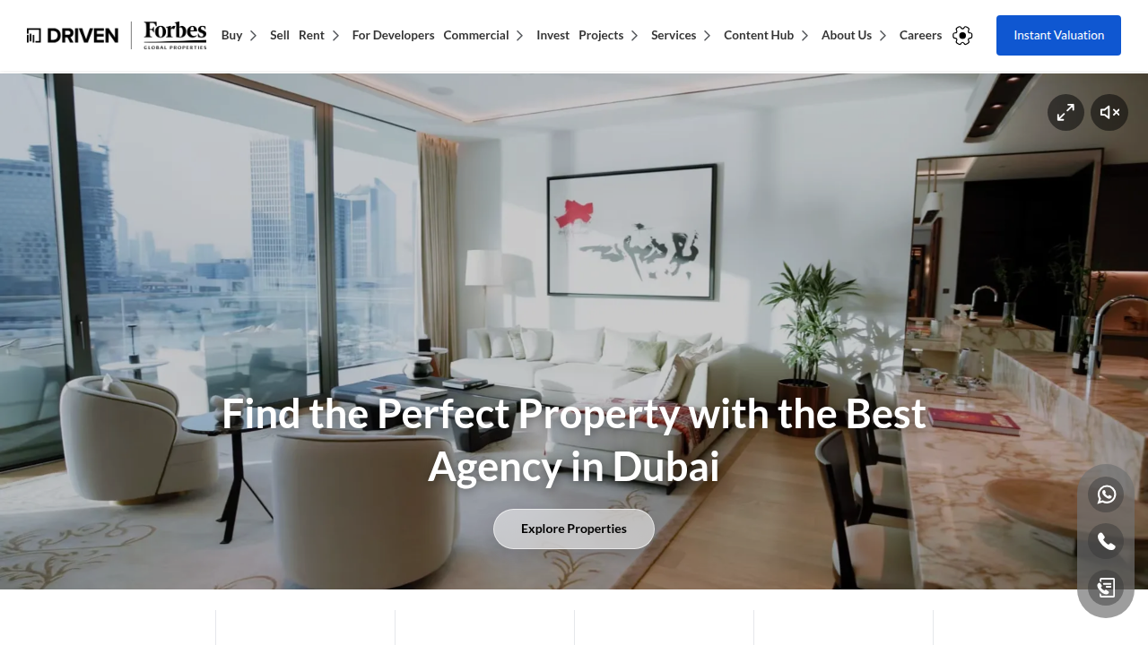 Driven Properties website, a leading real estate agency in Dubai, offering market insights.