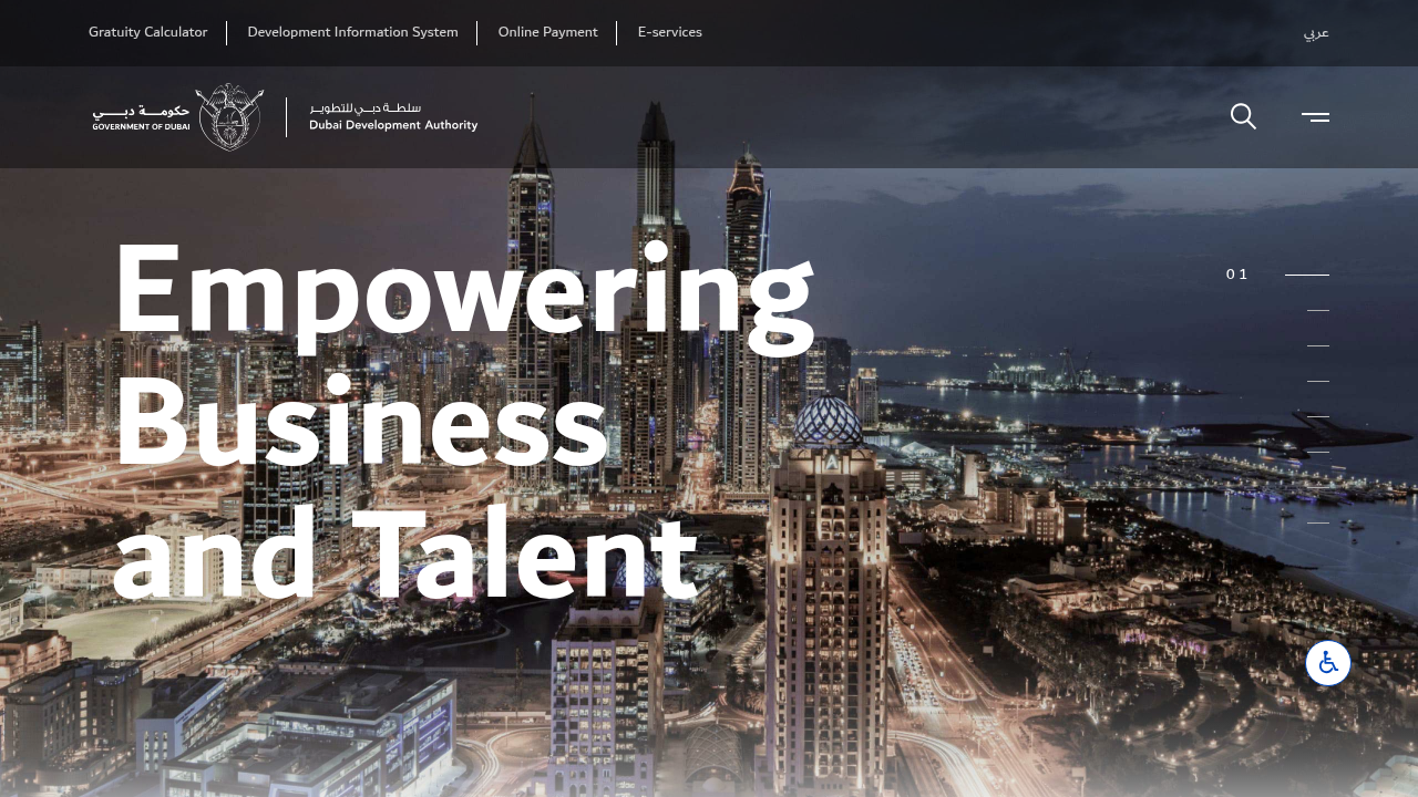 The official portal of the Dubai Development Authority, showcasing its role in urban planning and future city growth initiatives.