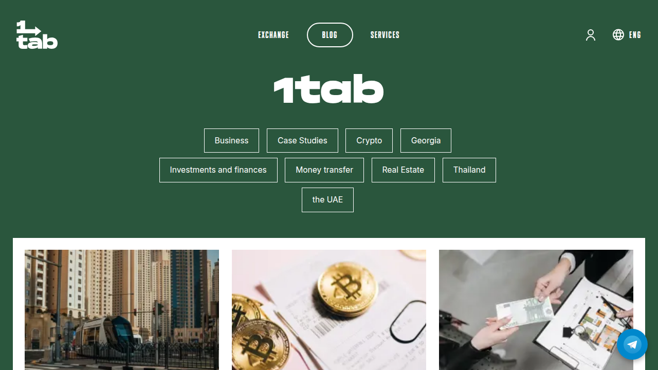 Blog section of 1Tab, a resource providing detailed information on Dubai property taxes and fees for investors.
