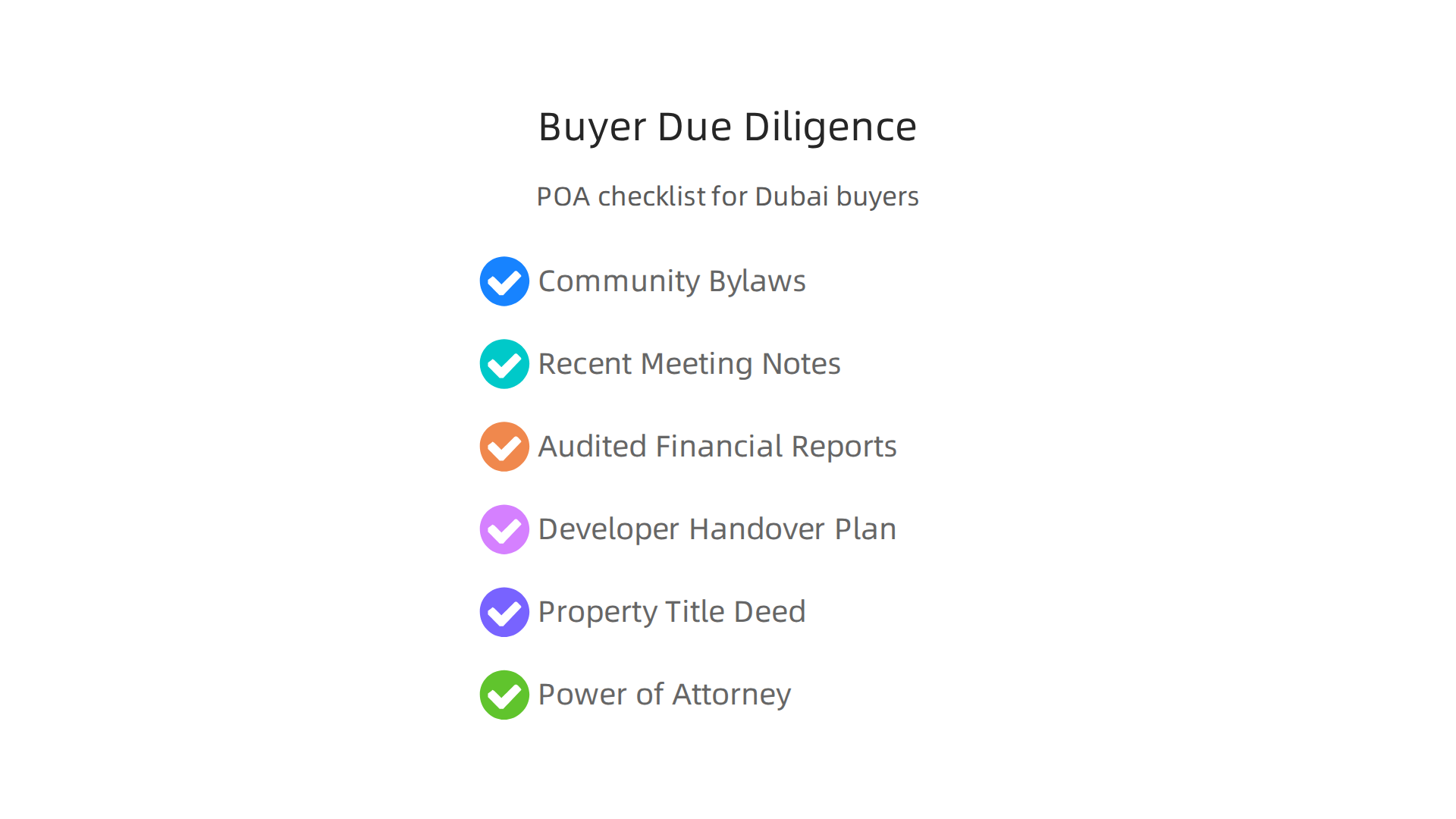 A comprehensive checklist for property buyers to conduct due diligence on POA governance and community rules.