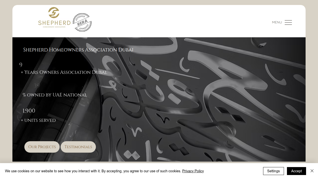Shepherd HOA's website, an example of a property management company assisting with developer-to-owner association handovers.